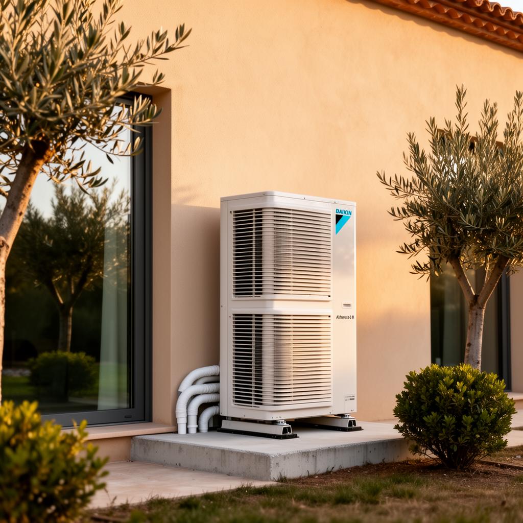 Bomba de calor de aerotermia instalada en una vivienda de Madrid