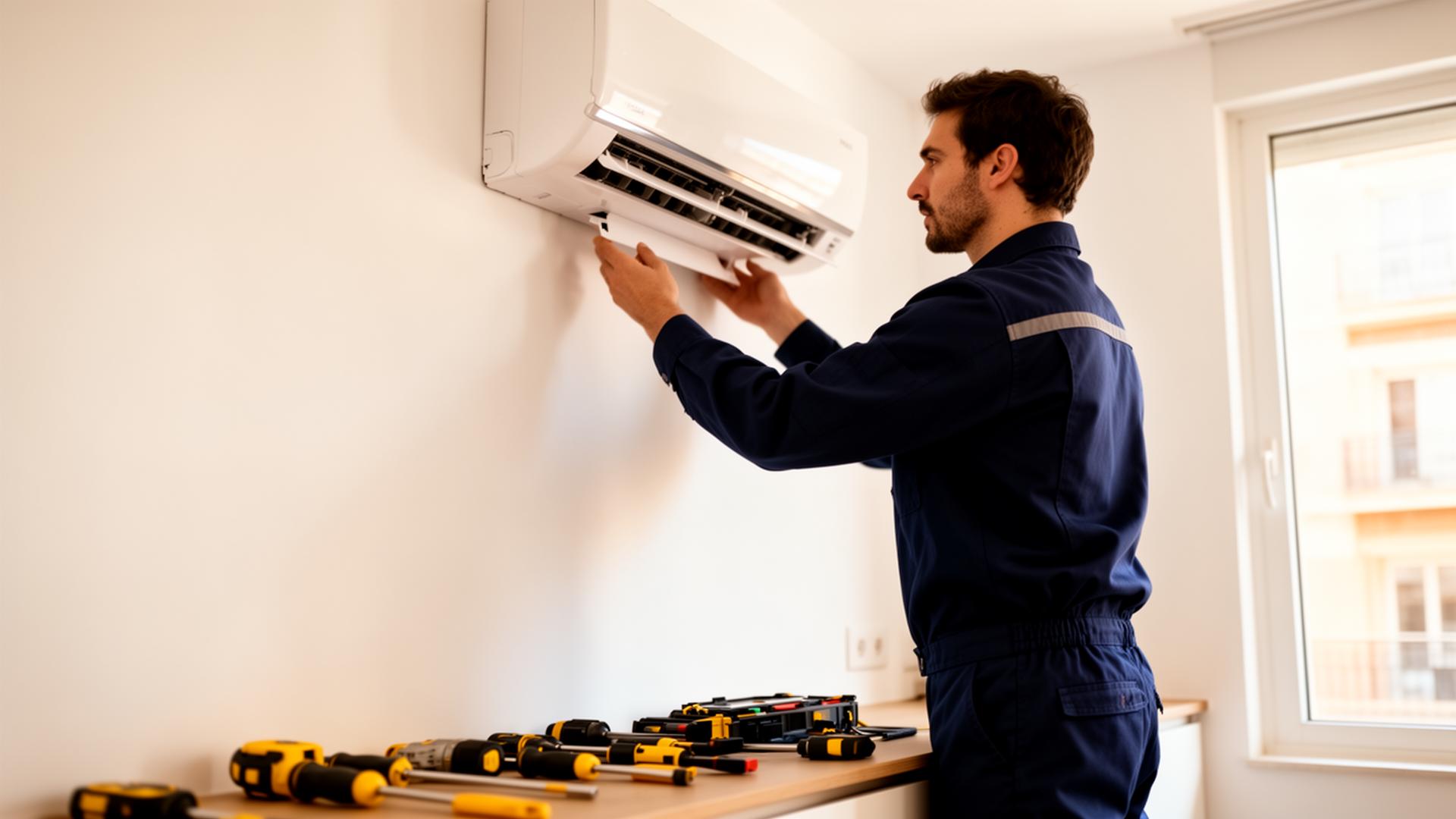 Técnico de NexClima instalando una unidad split